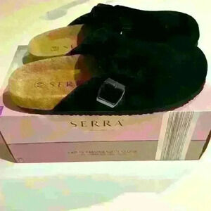 Serra Ladies Genuine Suede Clogs. New with tags and box.
